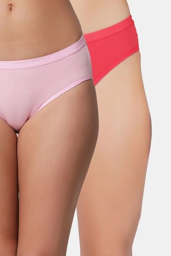 Buy Bleeding Heart Medium Rise Half Coverage Bikini Panty (Pack of 2) - Pink Coral